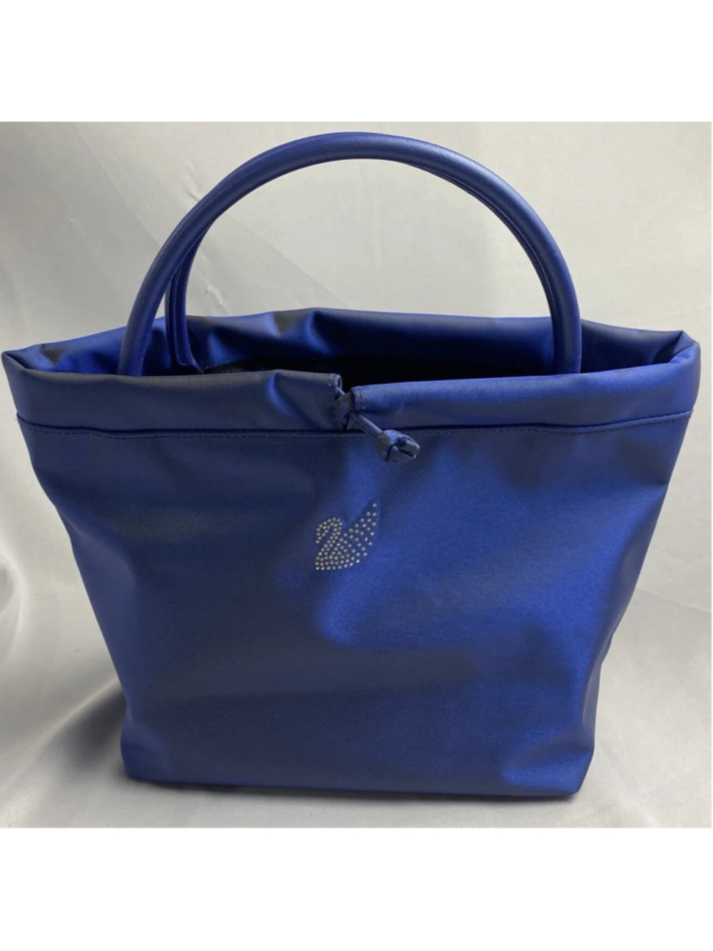 SWAROVSKI Crystal Swan Blue Metallic Evening Hand Bag Purse.